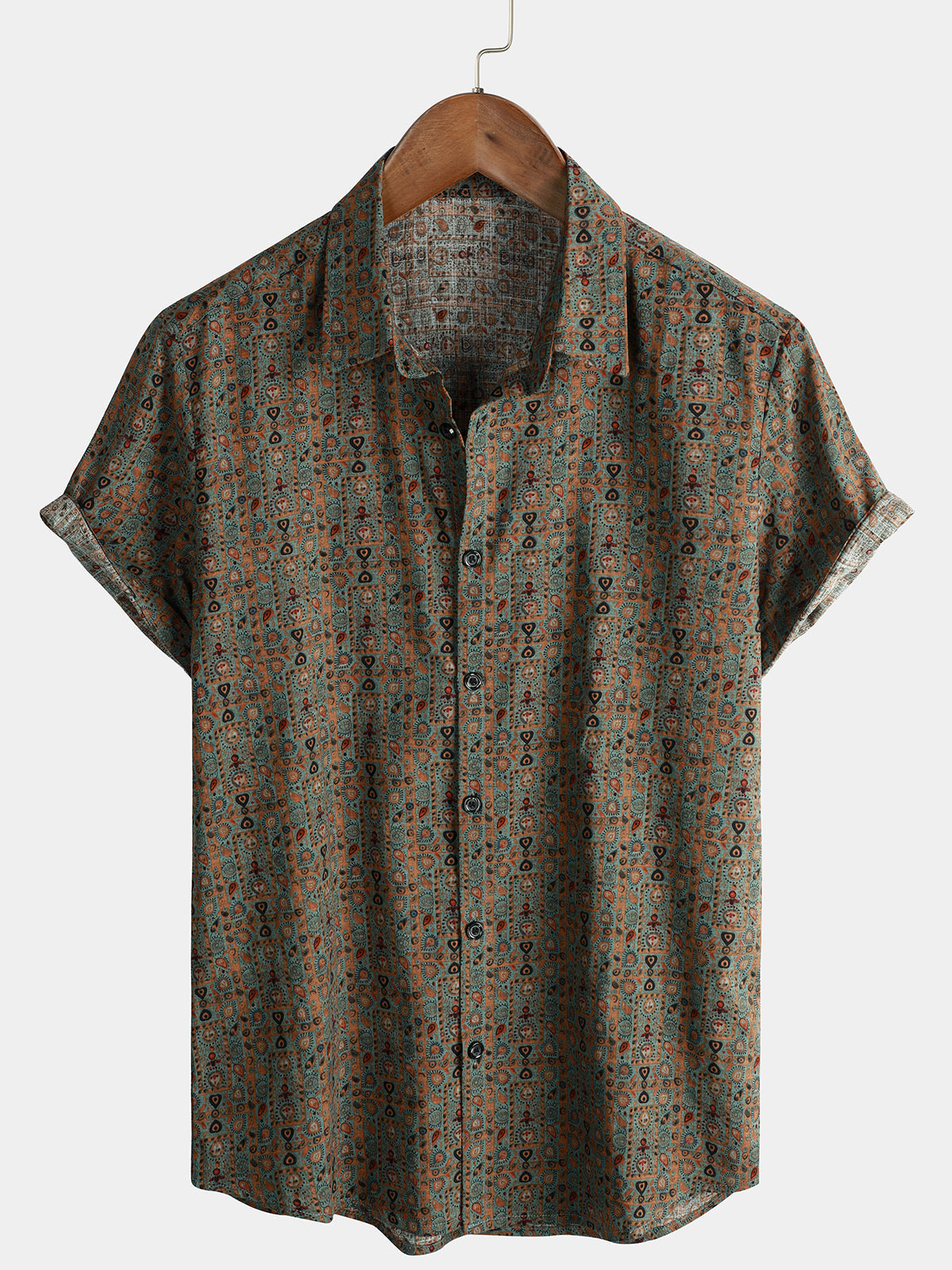 Rodrigo | Camisa retro tribal bohemia manga corta