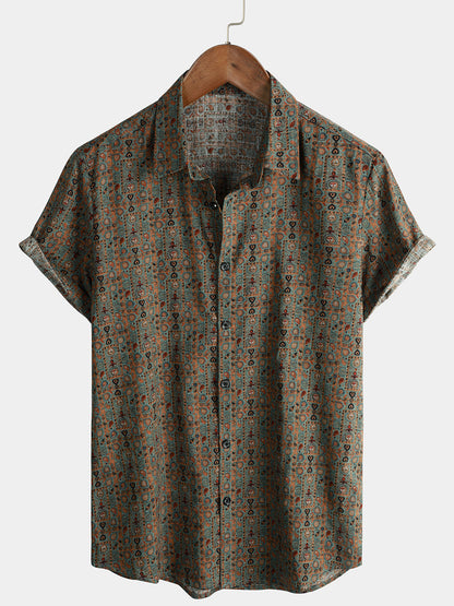 Rodrigo | Camisa retro tribal bohemia manga corta