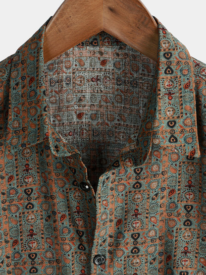 Rodrigo | Camisa retro tribal bohemia manga corta