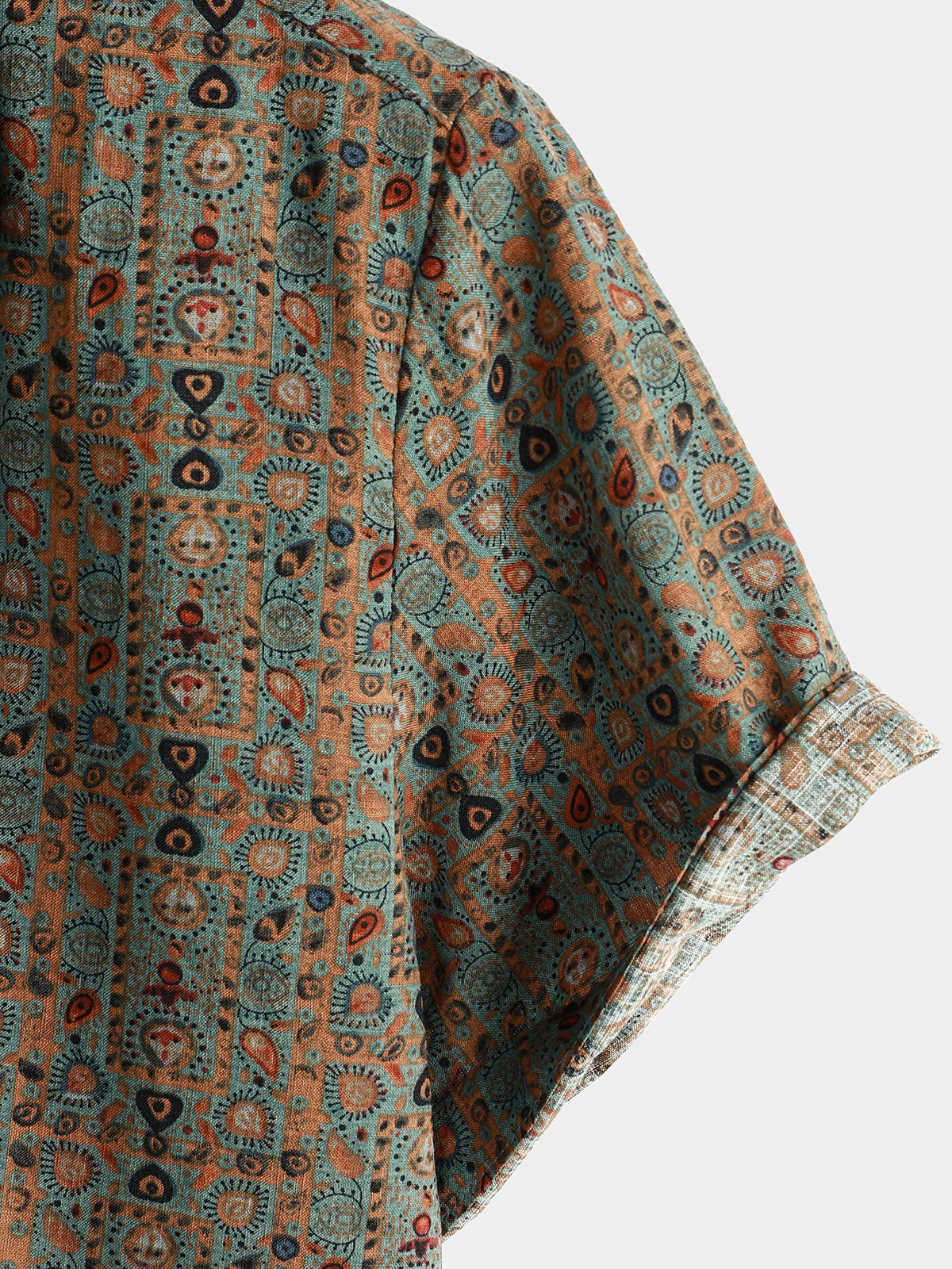 Rodrigo | Camisa retro tribal bohemia manga corta