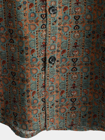 Rodrigo | Camisa retro tribal bohemia manga corta