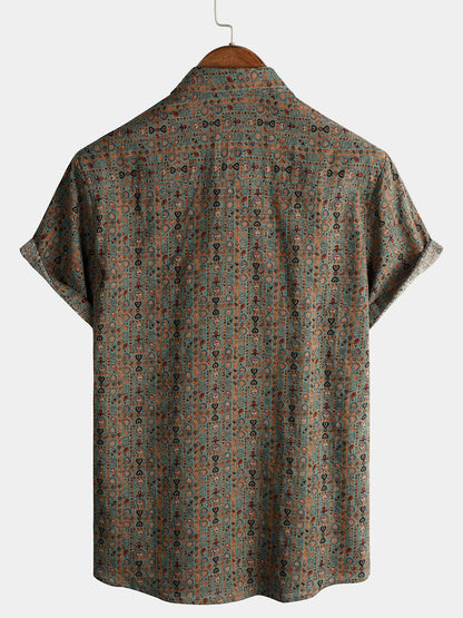 Rodrigo | Camisa retro tribal bohemia manga corta