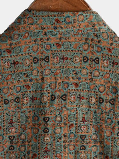 Rodrigo | Camisa retro tribal bohemia manga corta