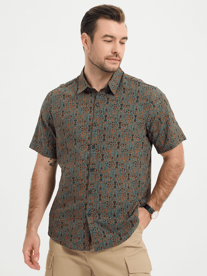Rodrigo | Camisa retro tribal bohemia manga corta