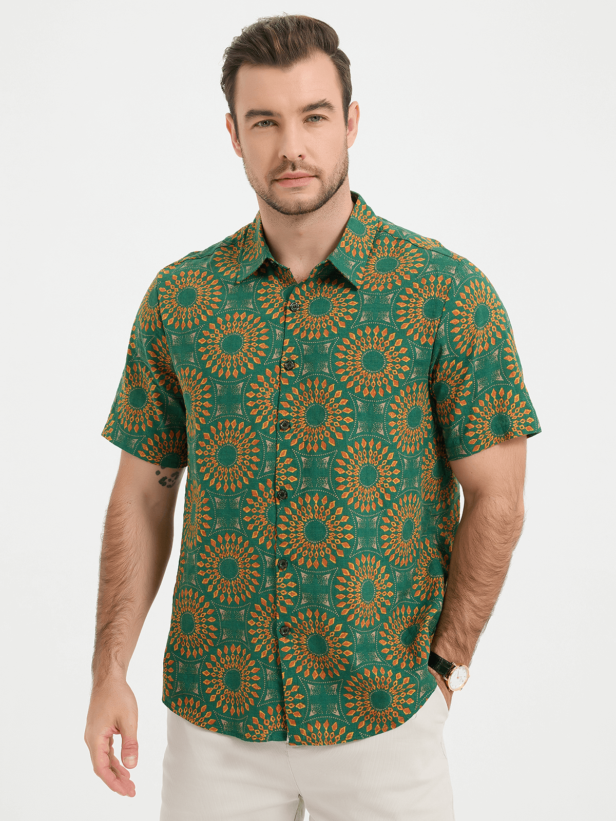 Diego | Camisa retro disco vintage manga corta