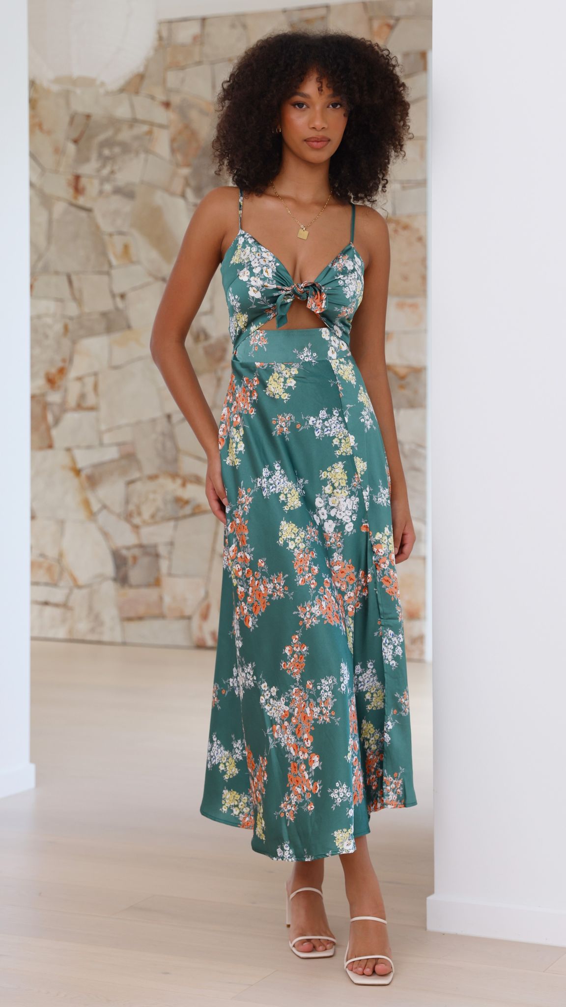 Barbara | Vestido Midi Floral Verde