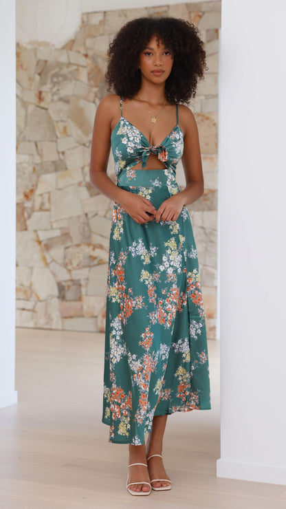 Barbara | Vestido Midi Floral Verde