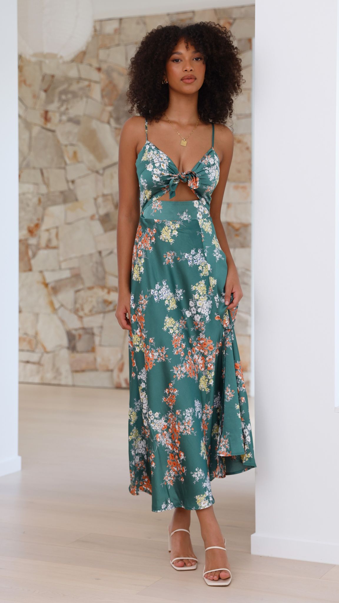 Barbara | Vestido Midi Floral Verde