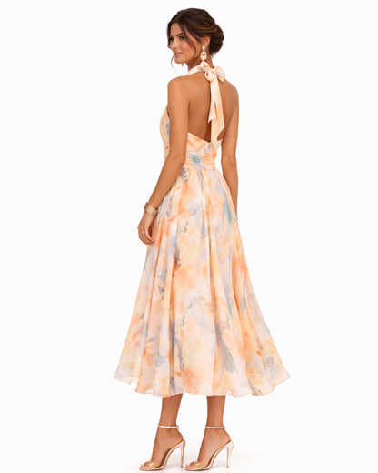 Aurora | Vestido halter acuarela