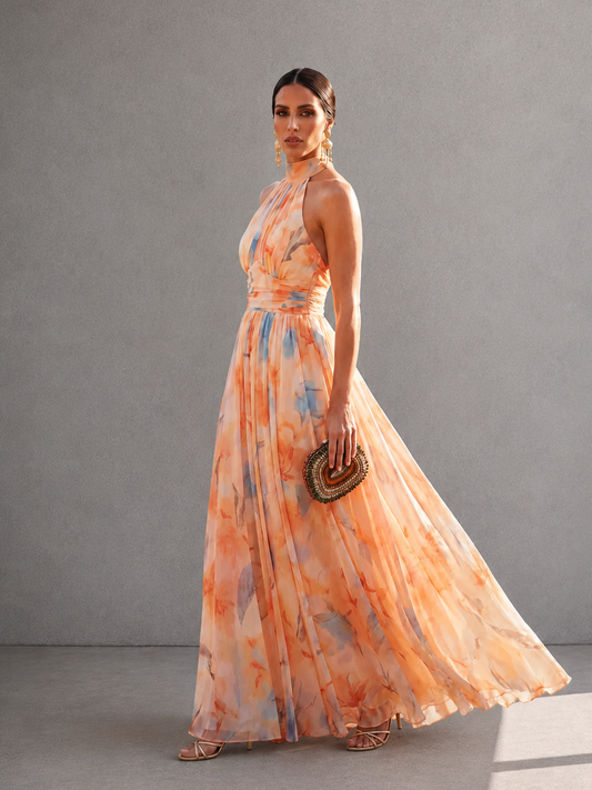 Aurora | Vestido halter acuarela