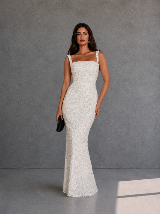 Inés | Vestido Marfil Brillante