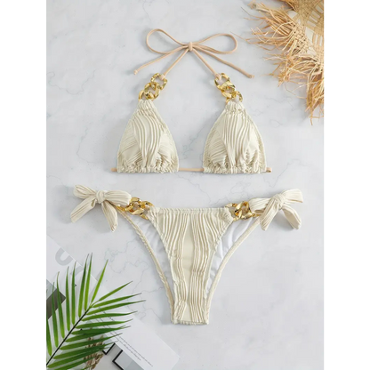 Dora | Bikini halter dorado