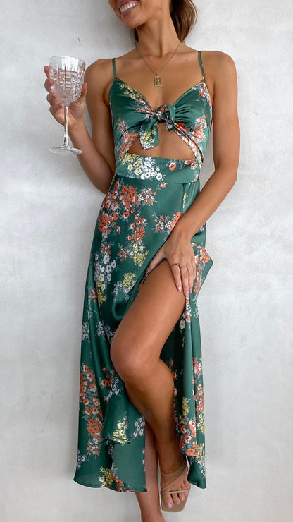 Barbara | Vestido Midi Floral Verde