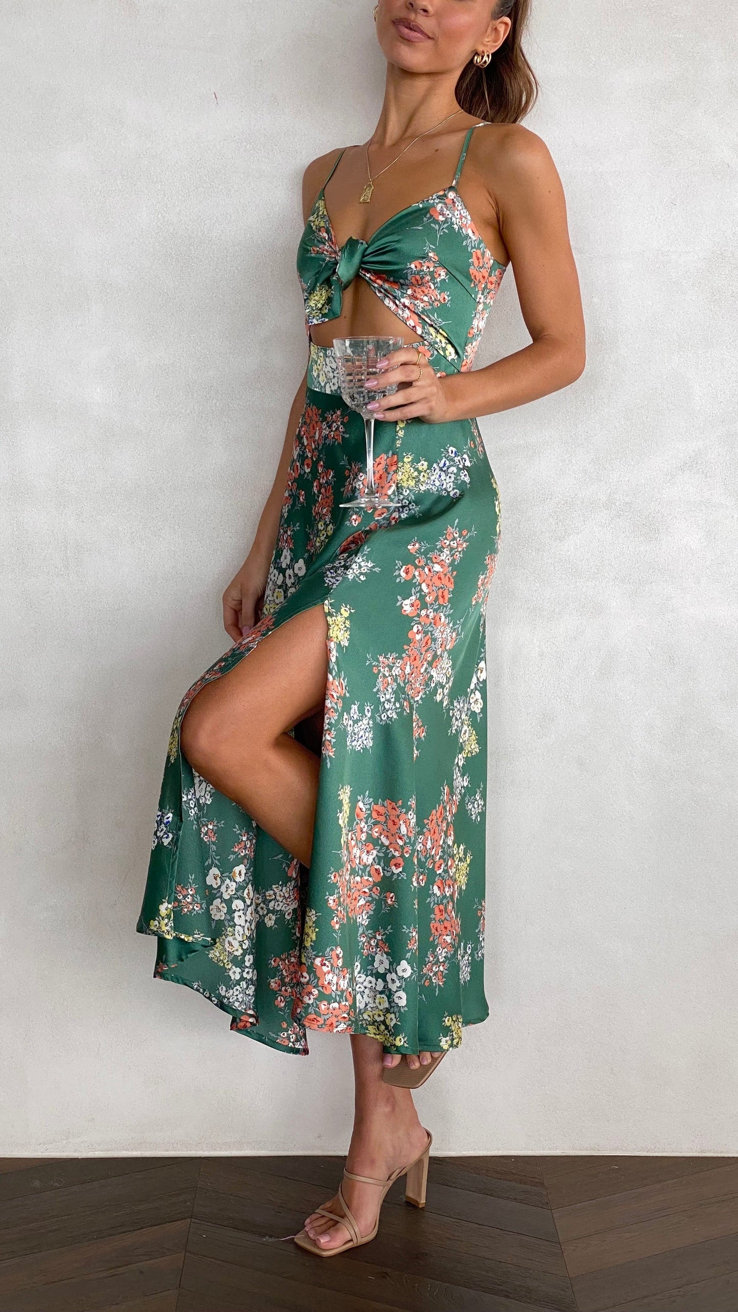 Barbara | Vestido Midi Floral Verde
