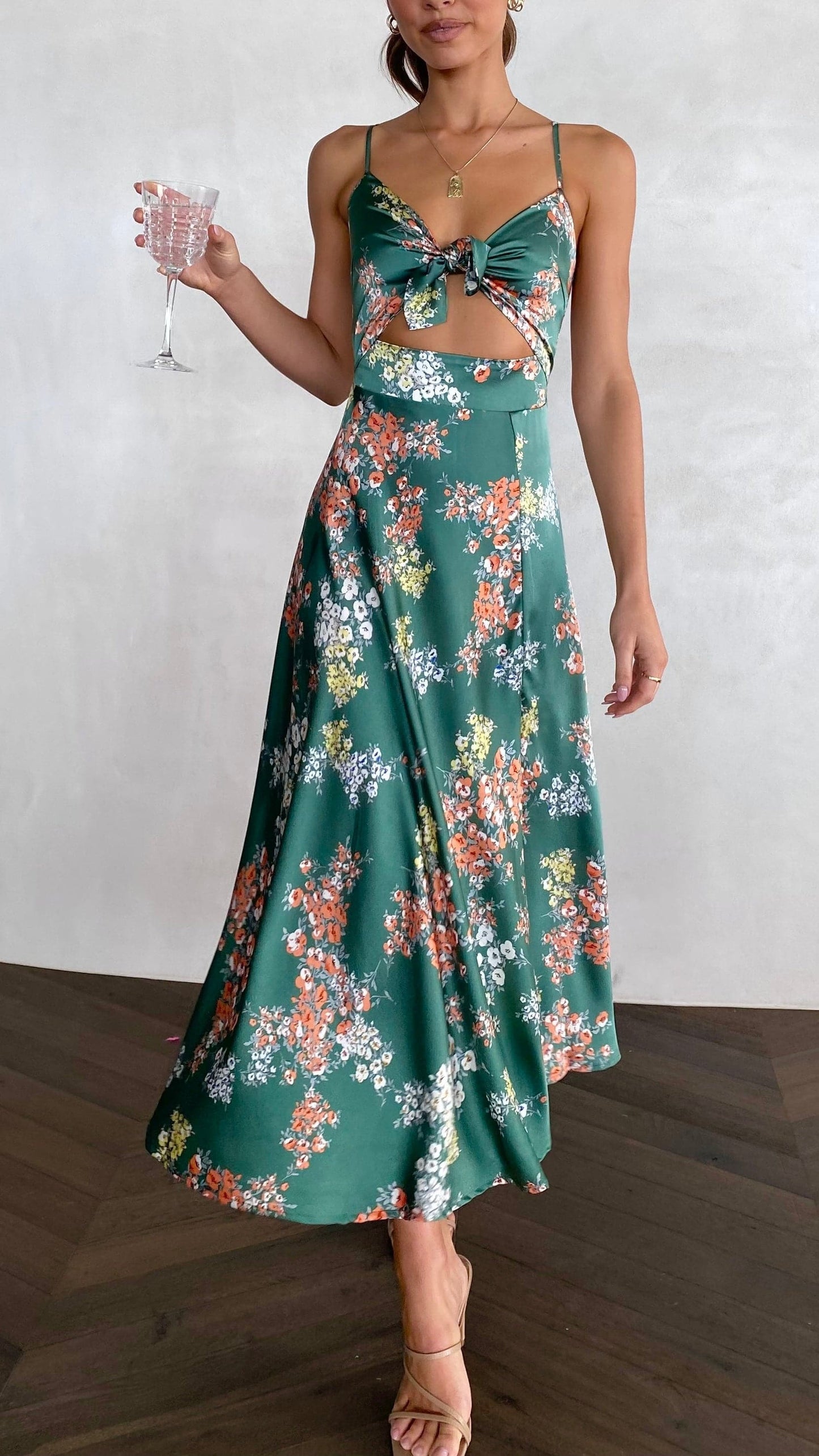 Barbara | Vestido Midi Floral Verde