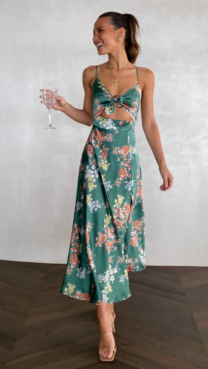 Barbara | Vestido Midi Floral Verde